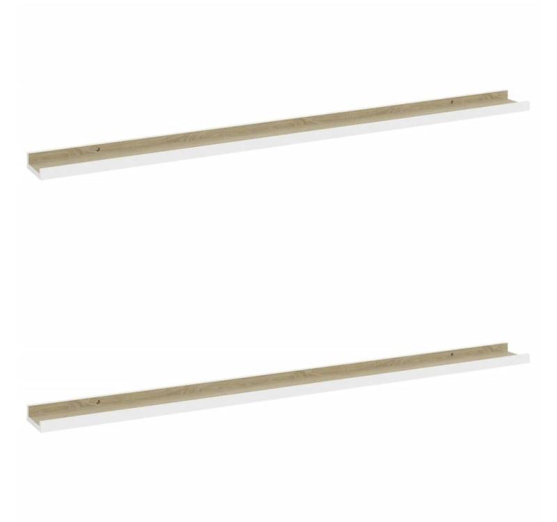 vidaXL Wandregal Wandregale 2 Stk Weiß und Sonoma Eiche 115x9x3 cm von vidaXL