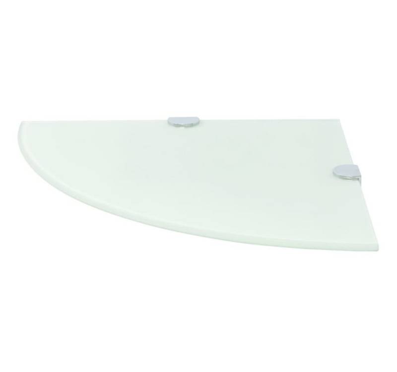 vidaXL Wandregal, Eckregal mit verchromten Halterungen Glas Weiß 25 x 25 cm von vidaXL