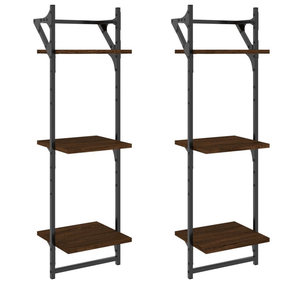 vidaXL Wandregal, Regale mit 3 Ablagen & Stangen 2 Stk. Braun Eichen-Optik vidaXL Wandregal, Regale mit 3 Ablagen & Stangen 2 Stk. Braun Eichen-Optik von vidaXL