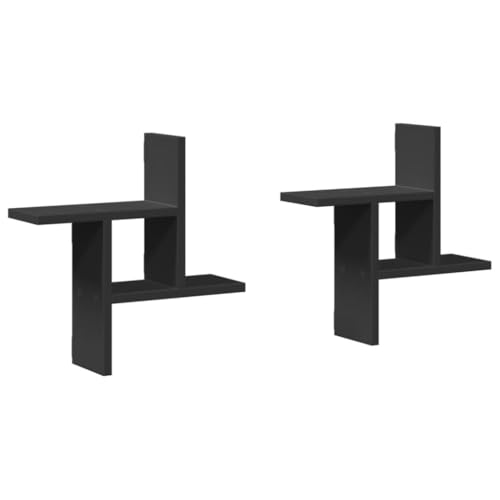 vidaXL Wandregale 2 STK., Wandregal mit Stauraum, Hängeregal für Esszimmer Wohnzimmer, Bücherregal Schweberegal Wandboard, Schwarz Holzwerkstoff vidaXL Wandregale 2 STK., Wandregal mit Stauraum, Hängeregal für Esszimmer Wohnzimmer, Bücherregal Schweberegal Wandboard, Schwarz Holzwerkstoff von vidaXL