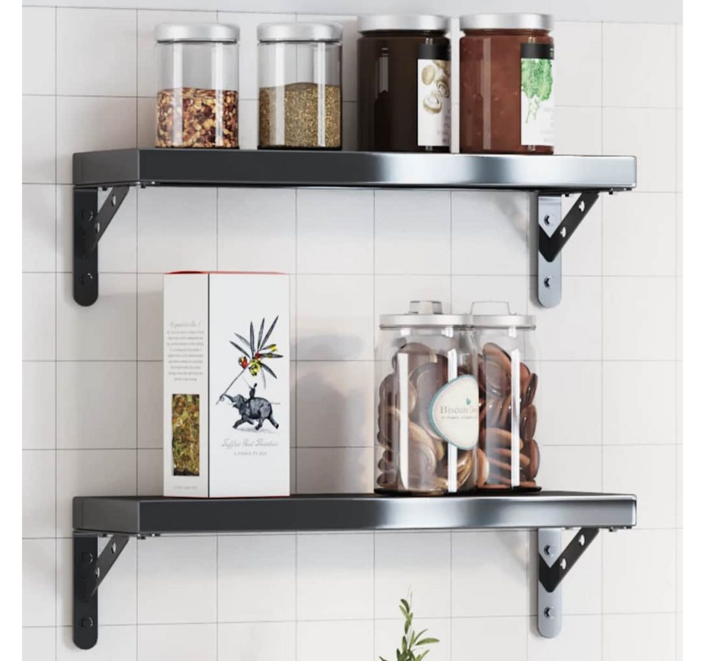 vidaXL Wandregalhalter, Regalträger 4 Stk. 15x2,5x11,5 cm Schwarz Edelstahl von vidaXL