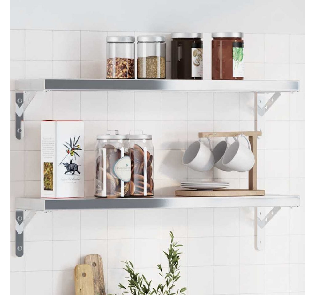 vidaXL Wandregalhalter, Regalträger 4 Stk. 20x2,5x14 cm Silbern Edelstahl von vidaXL