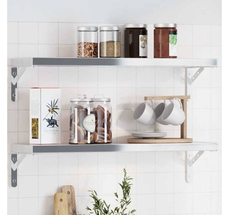 vidaXL Wandregalhalter, Regalträger 4 Stk. 20x2,5x14 cm Silbern Edelstahl von vidaXL