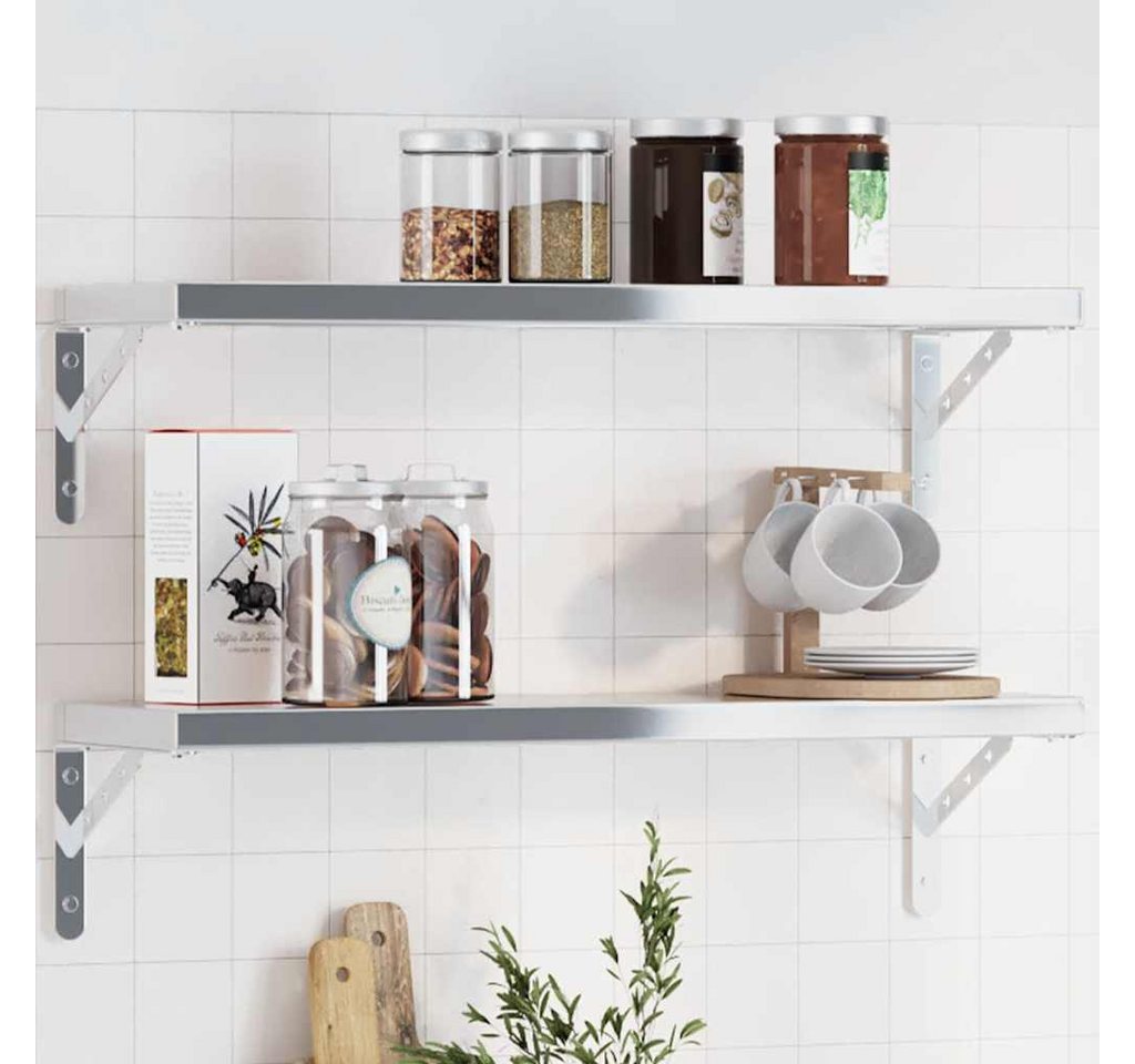 vidaXL Wandregalhalter, Regalträger 4 Stk. 23,5x2,5x15,5 cm Silbern Edelstahl von vidaXL