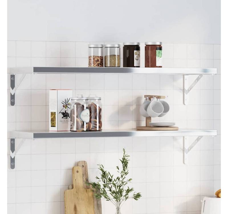 vidaXL Wandregalhalter, Regalträger 4 Stk. 30x2,5x15,5 cm Silbern Edelstahl von vidaXL