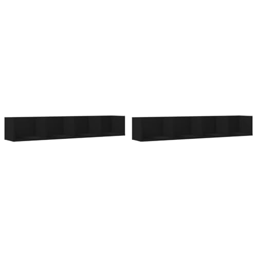 vidaXL Wandschrank 2 STK., Wandregal mit Stauraum, Hängeregal Bücherregal für Wohnzimmer, Schweberegal Regal TV Schrank, Schwarz Holzwerkstoff von vidaXL