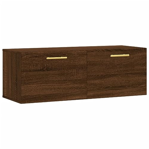 vidaXL Wandschrank, Hängeschrank mit viel Stauraum, Wandmontage Badschrank Medizinschrank, Aufbewahrungsschrank für Wohnzimmer, Braun Eichen Optik Holzwerkstoff von vidaXL