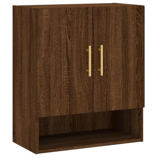 vidaXL Wandschrank, Hängeschrank mit viel Stauraum, Wandmontage Badschrank Medizinschrank, Aufbewahrungsschrank für Wohnzimmer, Braun Eichen Optik Holzwerkstoff von vidaXL