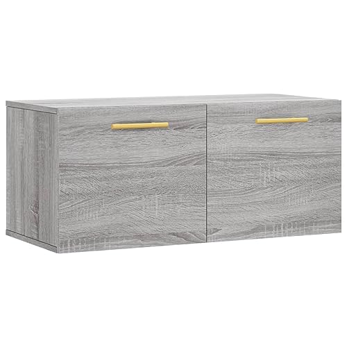 vidaXL Wandschrank, Hängeschrank mit viel Stauraum, Wandmontage Badschrank Medizinschrank, Aufbewahrungsschrank für Wohnzimmer, Grau Sonoma Holzwerkstoff von vidaXL