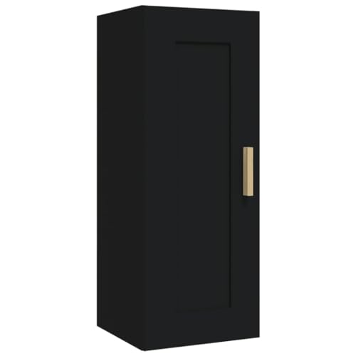vidaXL Wandschrank Hängeschrank Aufbewahrung Wohnzimmer Bücherschrank Schrank Mehrzweckschrank Lagerschrank Schwarz 35x34x90cm Holzwerkstoff von vidaXL