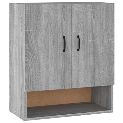 vidaXL Wandschrank Hängeschrank Bücherschrank Mehrzweckschrank Lagerschrank Schrank Wohnzimmer Grau Sonoma 60x31x70cm Holzwerkstoff von vidaXL