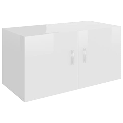 vidaXL Wandschrank Hochglanz-Weiß 80 x 39 x 40 cm Spanplatte von vidaXL