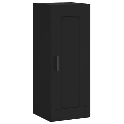 vidaXL Wandschrank, Hängeschrank mit Tür 3 Fächern, Wandmontage Badezimmerschrank, Aufbewahrungsschrank für Wohnzimmer Schlafzimmer, Schwarz Holzwerkstoff von vidaXL