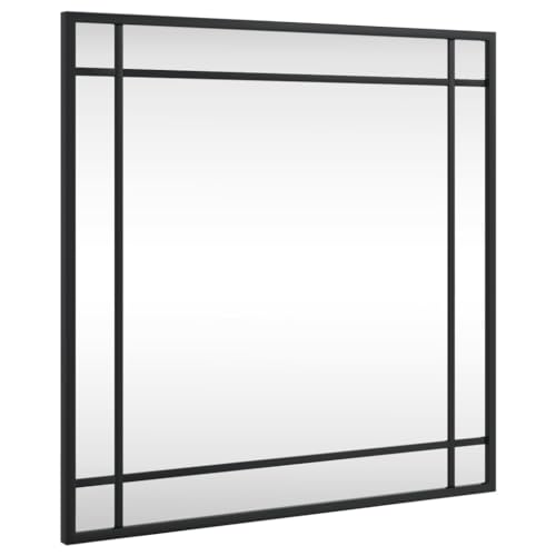 vidaXL Wandspiegel, Hängend Quadratisch Spiegel Badspiegel, Fensterspiegel für Badezimmer Wohnzimmer, Dekospiegel Flurspiegel, Schwarz 50x50 cm Eisen von vidaXL