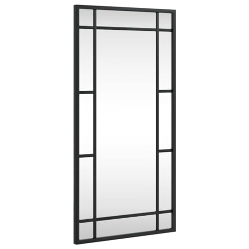vidaXL Wandspiegel, Hängend Rechteckig Spiegel Badspiegel, Fensterspiegel für Badezimmer Wohnzimmer, Dekospiegel Flurspiegel, Schwarz 30x60 cm Eisen von vidaXL