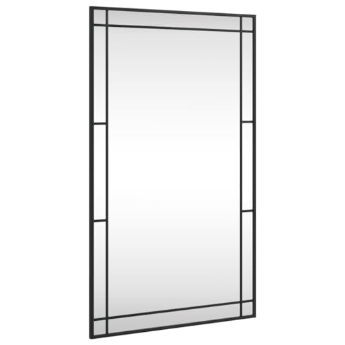 vidaXL Wandspiegel, Hängend Rechteckig Spiegel Badspiegel, Fensterspiegel für Badezimmer Wohnzimmer, Dekospiegel Flurspiegel, Schwarz 60x100 cm Eisen von vidaXL