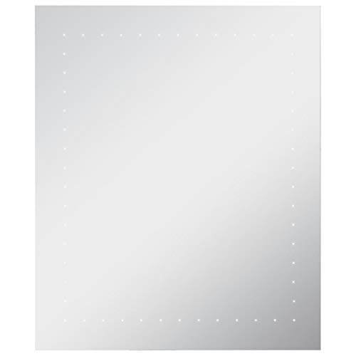 vidaXL Wandspiegel Badezimmer mit LED Spiegel Badspiegel Badezimmerspiegel Lichtspiegel 50x60cm Glas Aluminiumrahmen IP 44 12 W Silbern von vidaXL