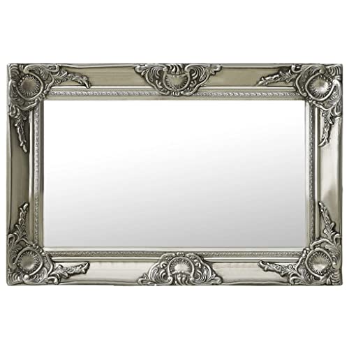 vidaXL Wandspiegel im Barock-Stil Antik mit Montagehaken Dekospiegel Hängespiegel Badspiegel Spiegel Flurspiegel Garderobe 60x40cm Silbern von vidaXL