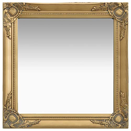 vidaXL Wandspiegel im Barock-Stil Antik mit Montagehaken Dekospiegel Hängespiegel Badspiegel Spiegel Flurspiegel Garderobe 60x60cm Golden von vidaXL