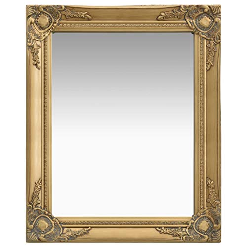 vidaXL Wandspiegel im Barock-Stil Antik mit Montagehaken Hängespiegel Dekospiegel Badspiegel Spiegel Flurspiegel Garderobe 50x60cm Golden von vidaXL