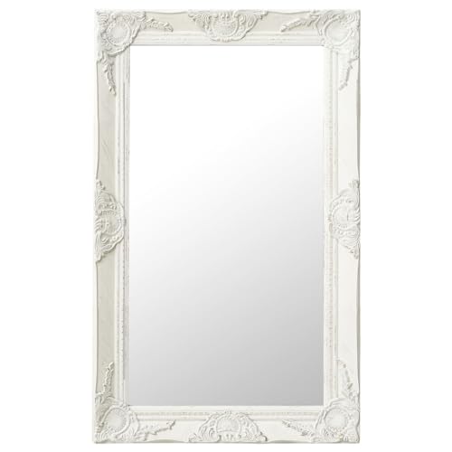 vidaXL Wandspiegel im Barock-Stil Antik mit Montagehaken Hängespiegel Dekospiegel Badspiegel Spiegel Flurspiegel Garderobe 50x80cm Weiß von vidaXL