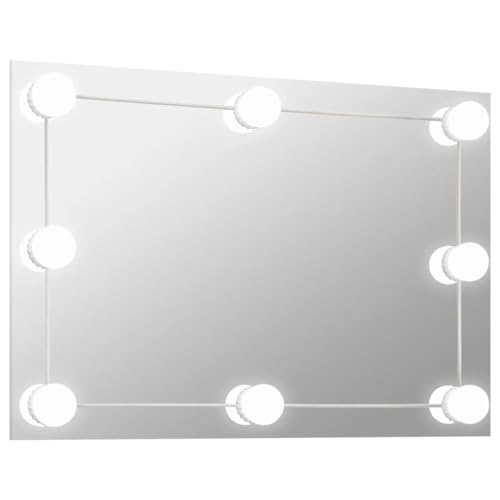 vidaXL Wandspiegel mit LED-Beleuchtung Kosmetikspiegel Spiegel Schminkspiegel Frisierspiegel Hängespiegel Dekospiegel Rechteckig Glas von vidaXL