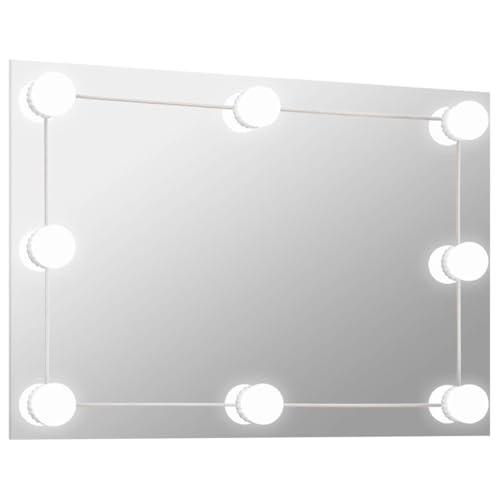 vidaXL Wandspiegel mit LED-Beleuchtung Kosmetikspiegel Spiegel Schminkspiegel Frisierspiegel Hängespiegel Dekospiegel Rechteckig Glas vidaXL Wandspiegel mit LED-Beleuchtung Kosmetikspiegel Spiegel Schminkspiegel Frisierspiegel Hängespiegel Dekospiegel Rechteckig Glas von vidaXL