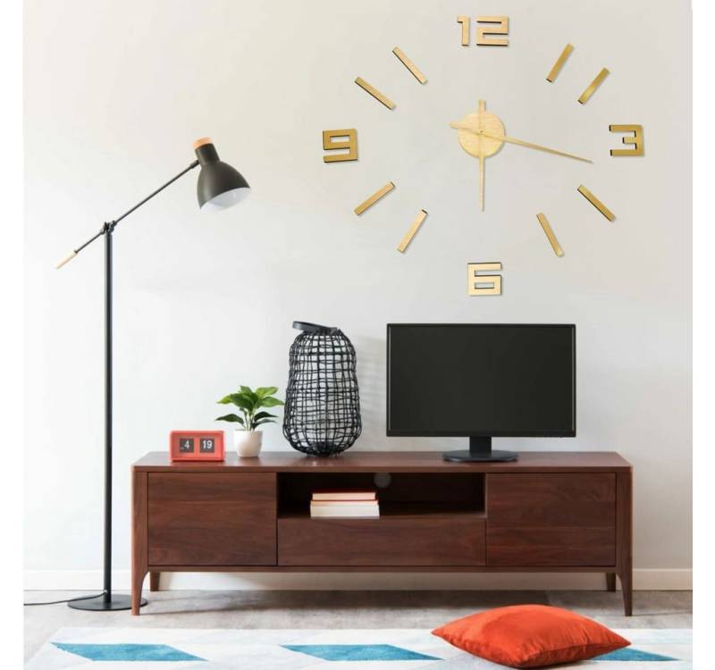 vidaXL Wanduhr (3D-Wanduhr Modernes Design Golden 100 cm XXL) von vidaXL