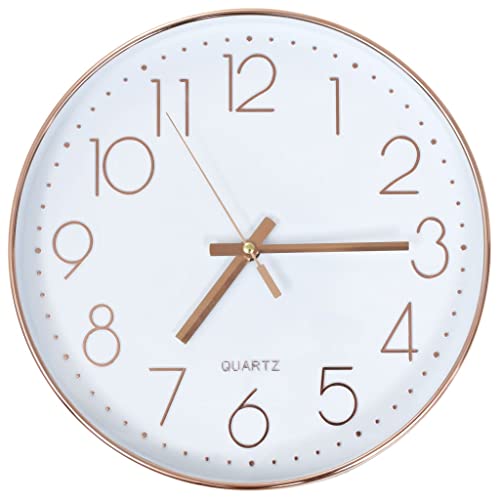 vidaXL Wanduhr 30 cm Rotgold Modern Analog Uhr Bürouhr Küchenuhr Wohnzimmer von vidaXL
