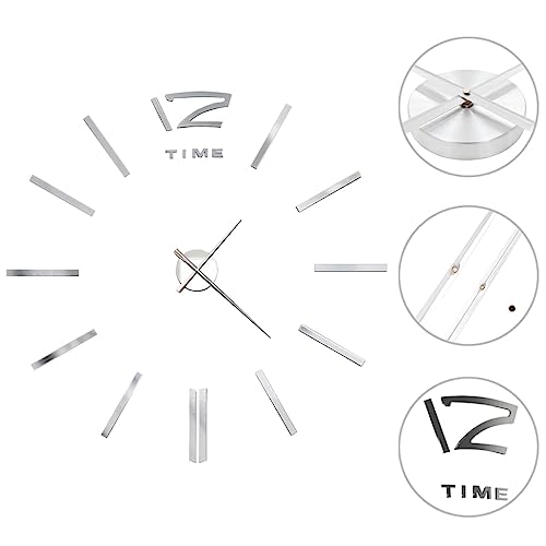 vidaXL Wanduhr 3D Deko 100 cm XXL Silbern Wand Uhr Wandtattoo DIY Wohnzimmer von vidaXL