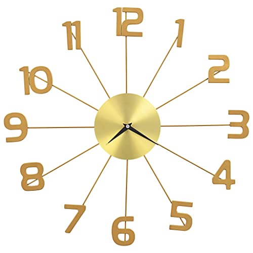 vidaXL Wanduhr Makelloses Design Analog Uhr Dekouhr Küchenuhr Wohnzimmer Bürouhr Designuhr Wohnzimmeruhr Wohnuhr Büro Metall 50cm Golden von vidaXL