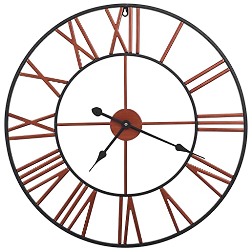 vidaXL Wanduhr Makelloses Design Analog Uhr Dekouhr Küchenuhr Wohnzimmer Bürouhr Designuhr Wohnzimmeruhr Wohnuhr Büro Metall 58cm Rot von vidaXL