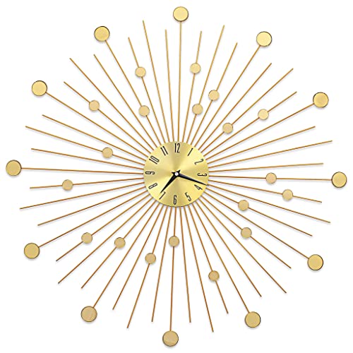 vidaXL Wanduhr Makelloses Design Analog Uhr Dekouhr Küchenuhr Wohnzimmer Bürouhr Designuhr Wohnzimmeruhr Wohnuhr Büro Metall 70cm Golden von vidaXL