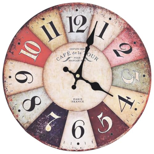 vidaXL Wanduhr Vintage Rund Bunt 30cm Bürouhr Küchenuhr Dekouhr Uhr Wohnzimmer vidaXL Wanduhr Vintage Rund Bunt 30cm Bürouhr Küchenuhr Dekouhr Uhr Wohnzimmer von vidaXL
