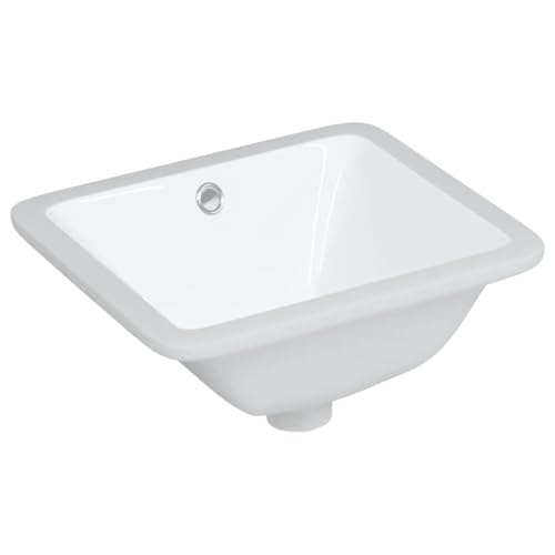 vidaXL Waschbecken, Rechteckiges Aufsatzwaschbecken mit Überlauf, Handwaschbecken für Badezimmer, Waschtisch Becken Waschschale, Weiß Keramik von vidaXL