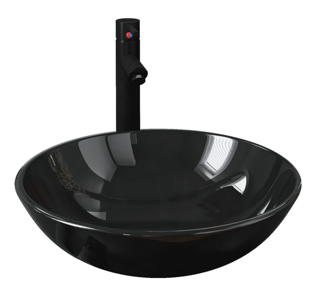 vidaXL Waschbecken, Waschtisch mit Wasserhahn und Ablaufgarnitur aus gehärtetem Klarglas von vidaXL