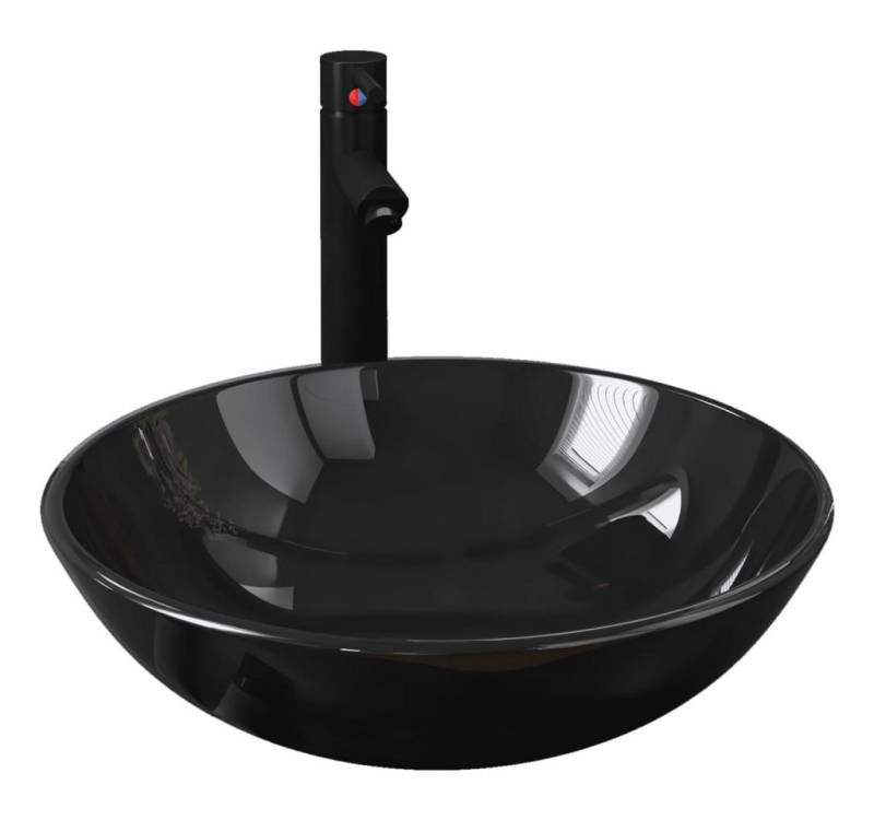 vidaXL Waschbecken, Waschtisch mit Wasserhahn und Ablaufgarnitur aus gehärtetem Klarglas von vidaXL