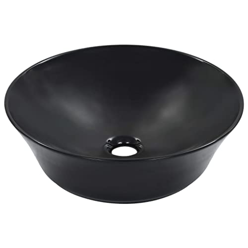 vidaXL Waschbecken Aufsatzwaschbecken Waschtisch Waschplatz Handwaschbecken Waschschale Aufsatzbecken Becken Badezimmer 41x12,5cm Keramik Schwarz von vidaXL