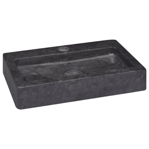 vidaXL Wandwaschbecken Schwarz 38x24x6,5cm Marmor Waschbecken Klein Handwaschbecken Aufsatzwaschbecken Waschtisch Becken Waschschale Marmorbecken von vidaXL