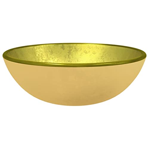 vidaXL Waschbecken Hartglas 35x12 cm Golden von vidaXL