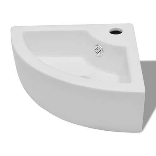 vidaXL Waschbecken Keramik Eck mit Überlauf Hahnloch Waschtisch Keramikspülen vidaXL Waschbecken Keramik Eck mit Überlauf Hahnloch Waschtisch Keramikspülen von vidaXL