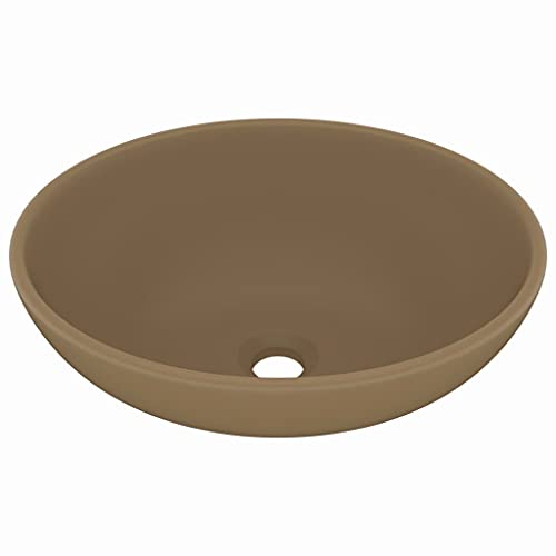 vidaXL Waschbecken Luxuriös Oval mit Abflussloch Waschschale Aufsatzwaschbecken Waschtisch Waschplatz Handwaschbecken Matt Creme 40x33cm Keramik vidaXL Waschbecken Luxuriös Oval mit Abflussloch Waschschale Aufsatzwaschbecken Waschtisch Waschplatz Handwaschbecken Matt Creme 40x33cm Keramik von vidaXL