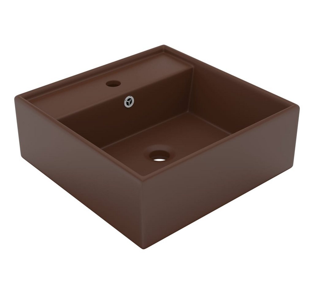 vidaXL Waschbecken Luxus-Waschbecken Überlauf Quadratisch Matt Dunkelbraun 41x41cm von vidaXL