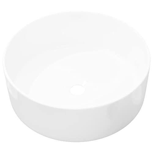 vidaXL Waschbecken Rund Keramik Weiß 40x15cm Waschschale Aufsatzwaschbecken von vidaXL