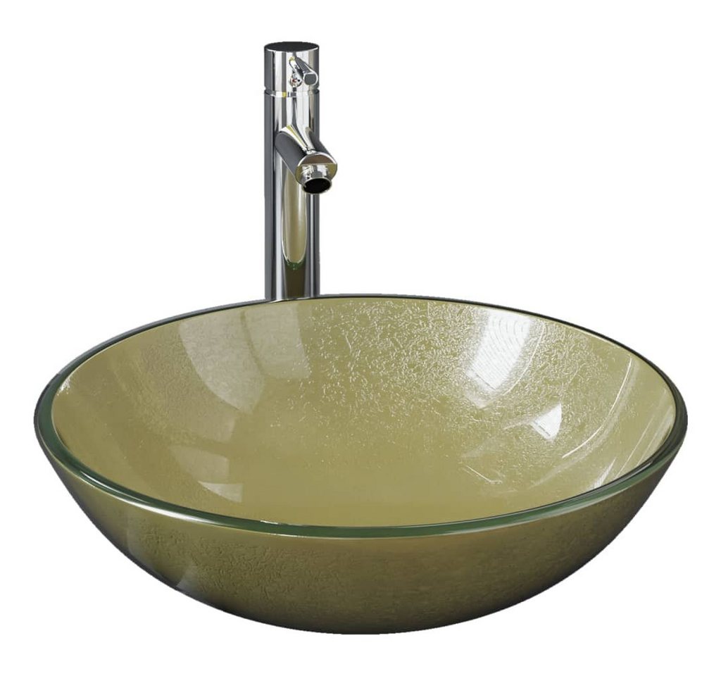 vidaXL Waschbecken Waschbecken Bad mit Wasserhahn und Ablaufgarnitur Gold gehärtetes Glas vidaXL Waschbecken Waschbecken Bad mit Wasserhahn und Ablaufgarnitur Gold gehärtetes Glas von vidaXL