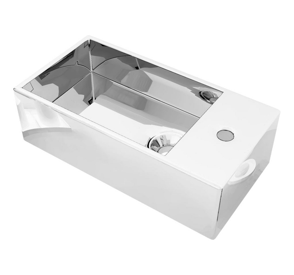 vidaXL Waschbecken Waschbecken mit Überlauf 49 x 25 x 15 cm Keramik Silbern vidaXL Waschbecken Waschbecken mit Überlauf 49 x 25 x 15 cm Keramik Silbern von vidaXL
