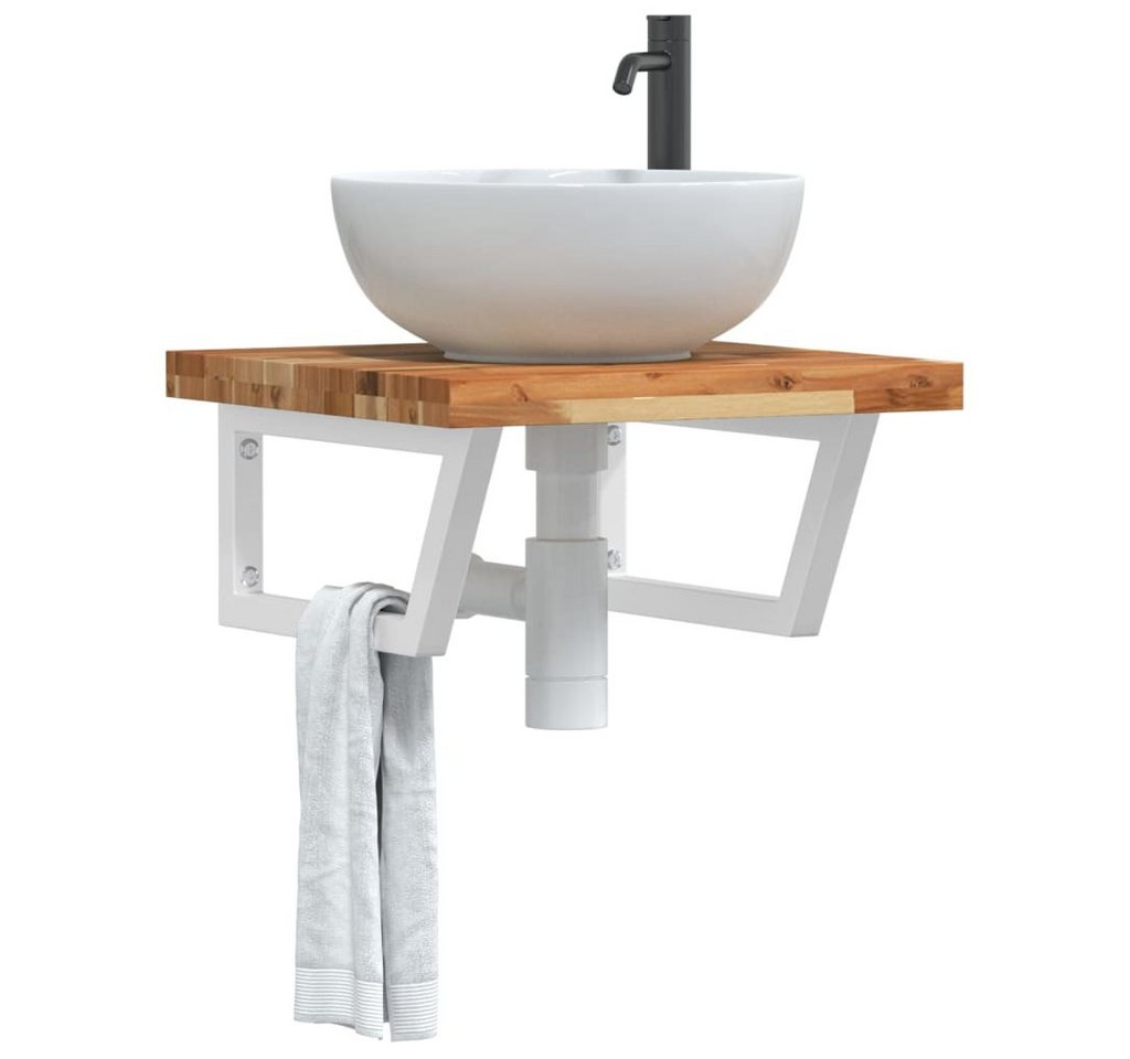 vidaXL Waschbeckenschrank Waschbeckenregal Wandmontage Stahl und Akazienholz von vidaXL