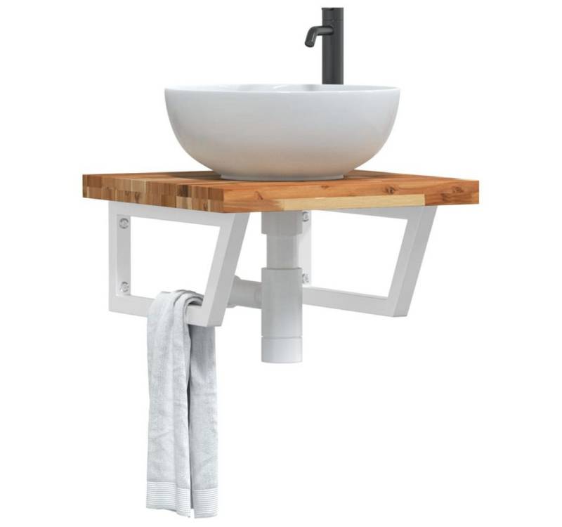 vidaXL Waschbeckenschrank Waschbeckenregal Wandmontage Stahl und Akazienholz von vidaXL