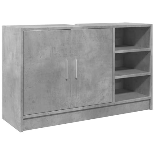 vidaXL Waschbeckenunterschrank, Unterschrank für Badezimmer, Badschrank mit Stauraum, Badezimmerschrank Waschtischunterschrank, Betongrau Holzwerkstoff vidaXL Waschbeckenunterschrank, Unterschrank für Badezimmer, Badschrank mit Stauraum, Badezimmerschrank Waschtischunterschrank, Betongrau Holzwerkstoff von vidaXL