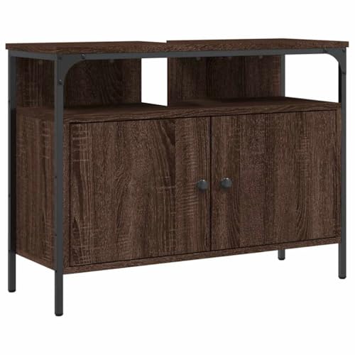 vidaXL Waschbeckenunterschrank, Waschbeckenschrank mit viel Stauraum, Unterschrank für Waschbecken Waschtisch, Badschrank Badezimmerschrank Badmöbel, Braun Eichen-Optik Holzwerkstoff vidaXL Waschbeckenunterschrank, Waschbeckenschrank mit viel Stauraum, Unterschrank für Waschbecken Waschtisch, Badschrank Badezimmerschrank Badmöbel, Braun Eichen-Optik Holzwerkstoff von vidaXL